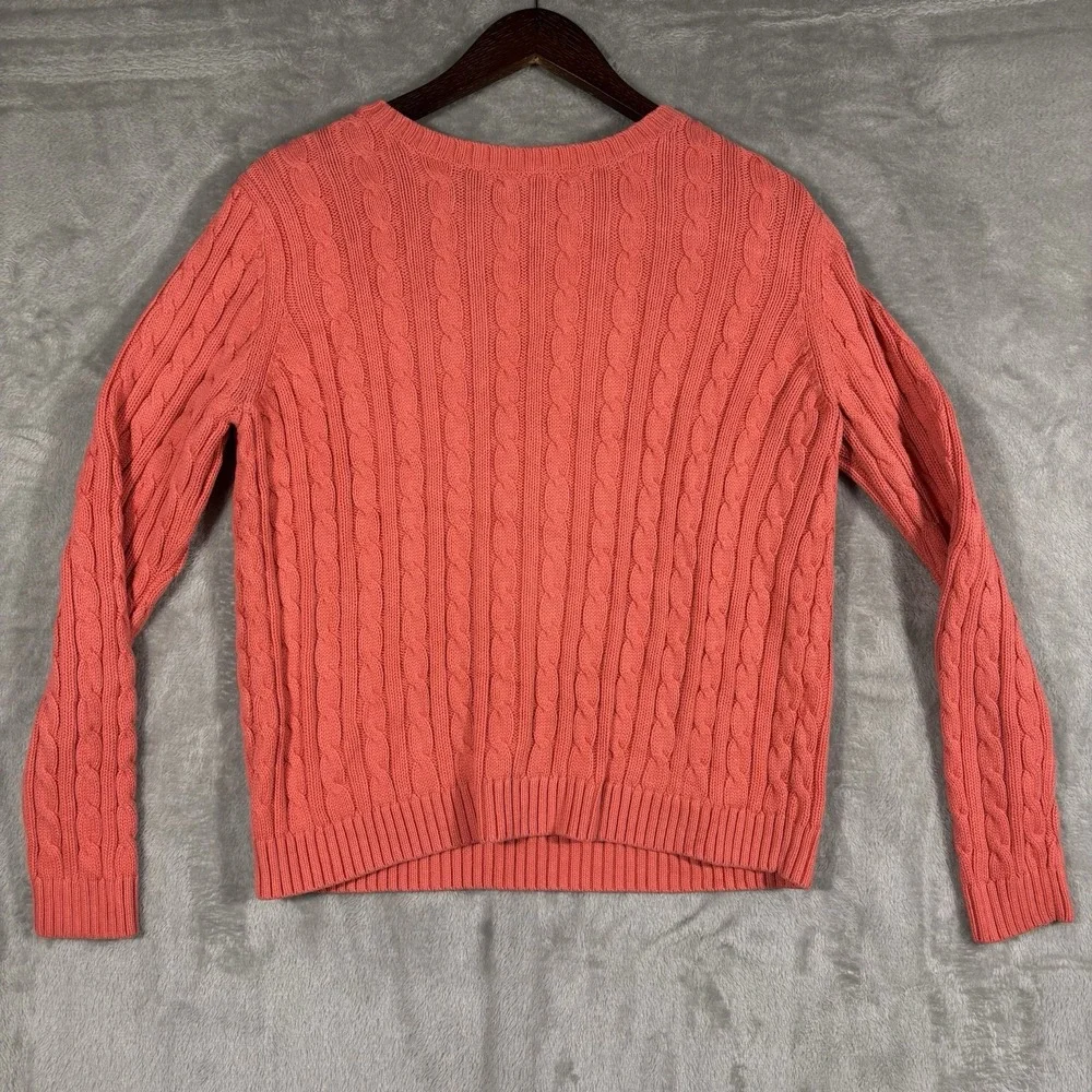 Lands' End‎ Pullover Sweater Girls 14-16 Pink Cotton Knit  Classic Preppy